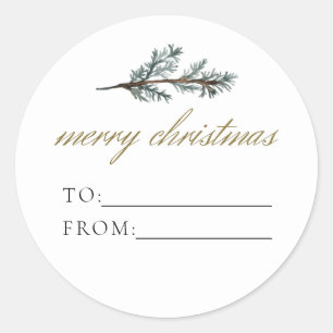 Sticker Rond NOEL Rustic Winter Pine to From Christmas Cadeau