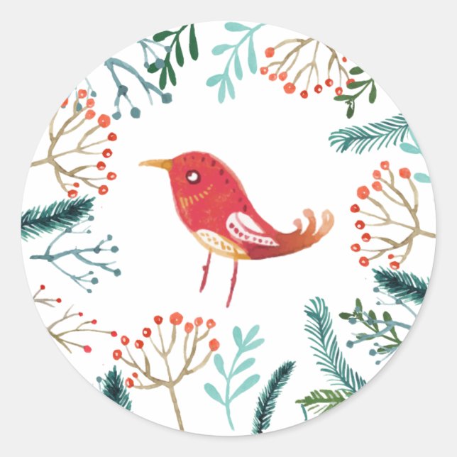 Sticker Rond Noël rustique naturel (Devant)