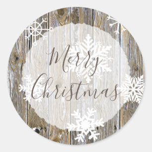 Sticker Rond Noël rustique Patiné en bois déprimé