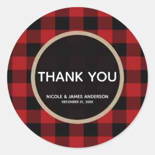 Sticker Rond Noël rustique Red Buffalo Plaid Favoriser