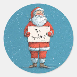 Sticker Rond Noël sans coup d'œil sur le Père Noël