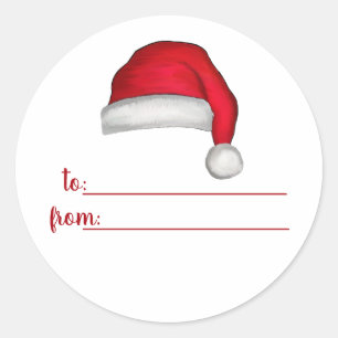 Sticker Rond Noël Santa Chapeau Whimsical mignonne à partir de