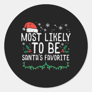 Sticker Rond Noël Santas Favorite Noël Famille Match Enfants M
