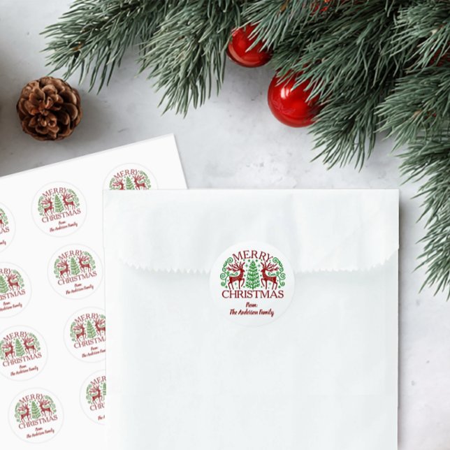 Sticker Rond Noël scandinave personnalisé (Personalized Christmas Stickers
)