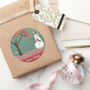 Sticker Rond Noël Snowman Montré Vert Mais Vous Choisissez La C