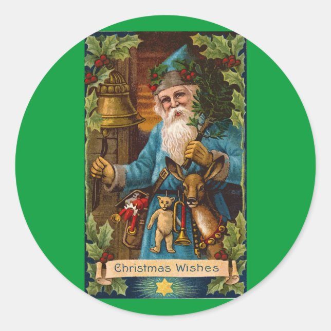 Sticker Rond Noël Souhaits Vintage (Devant)