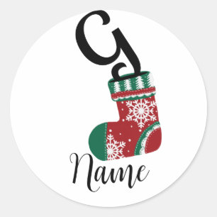 Sticker Rond Noël Stocker avec la lettre G