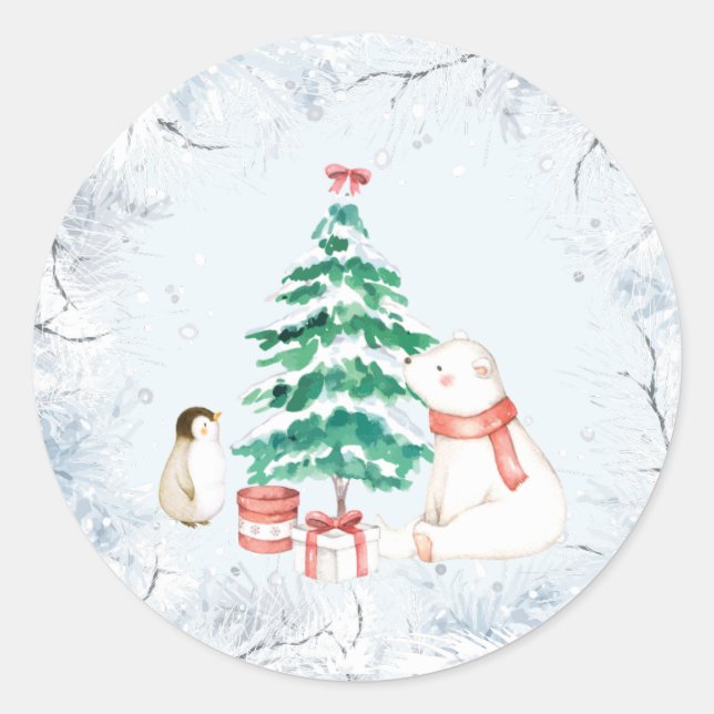 Sticker Rond Noël tout blanc (Devant)