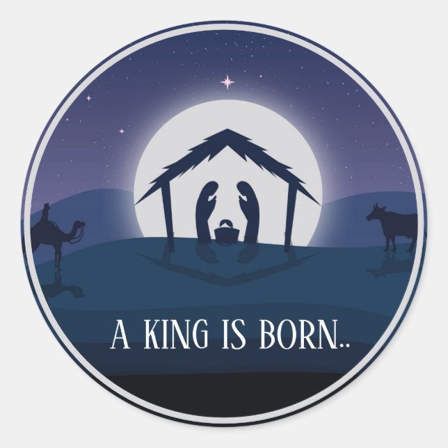 Sticker Rond Noël Un roi naît (Devant)