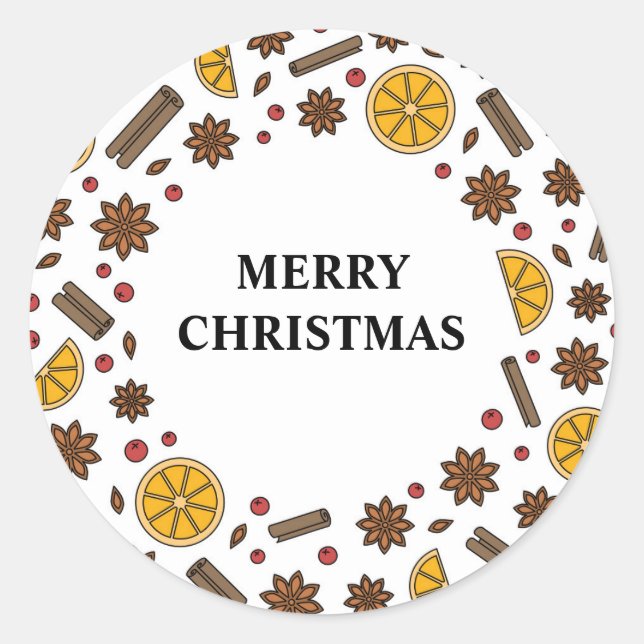 Sticker Rond Noël vacances épices goût et odorat doodé (Devant)