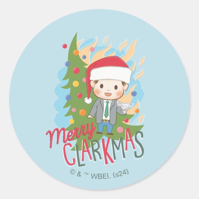 Sticker Rond Noël vacances Joyeux Clarkmas (Devant)