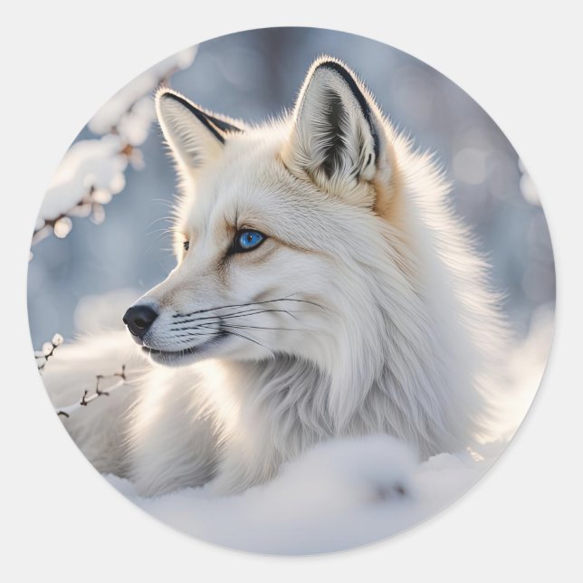 Sticker Rond Noël Vacances Neige Fox Faune (Devant)