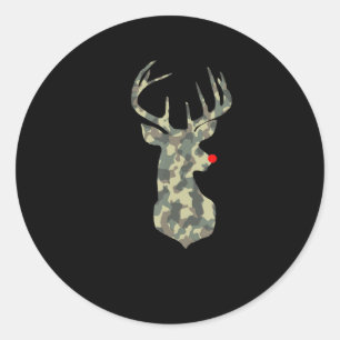 Sticker Rond Noël Vacances Rudolf Reindeer Red Nose camu
