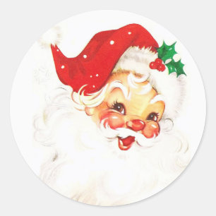 Sticker Rond Noël Vintage classique Jolly Père Noël