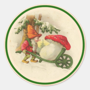 Sticker Rond Noël vintage Elf 1910