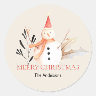 Sticker Rond Noël vintage Holiday Snowman