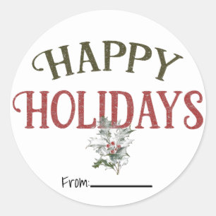 Sticker Rond Noël Vintage Joyeuses Fêtes type de vacances