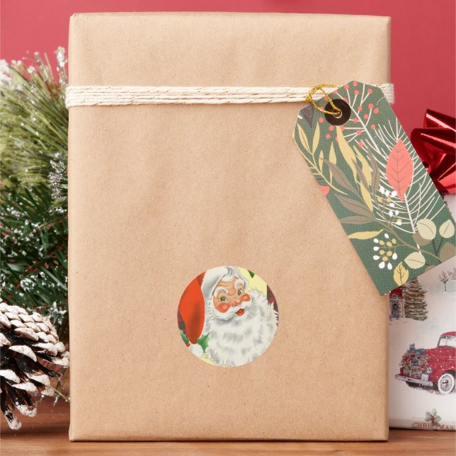 Sticker Rond Noël vintage Père Noël (vacances)