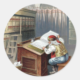 Sticker Rond Noël vintage, Saint Nicolas méchant ou gentil