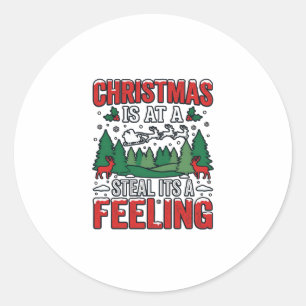 Sticker Rond Noël Voler C'est Un Sentiment Renne Traîneau Desi
