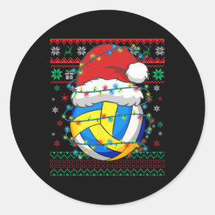 Sticker Rond Noël Volley-ball Noël Père Noël Casquette sportif