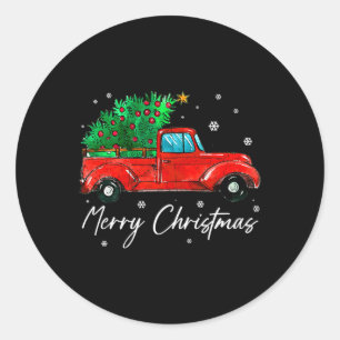 Sticker Rond Noël Wagon vintage - Arbre sur la voiture Noël Vac
