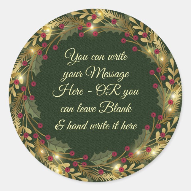 Sticker Rond Noël - WC Wreath - PERSONNALISER (Devant)