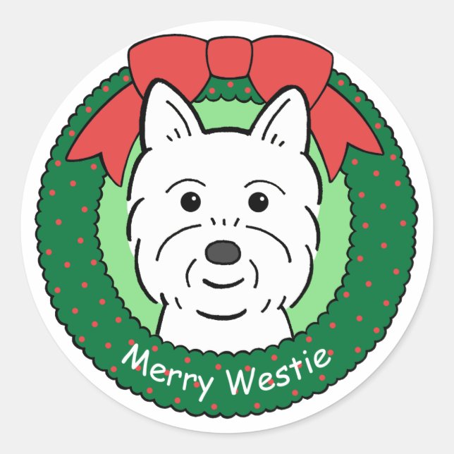 Sticker Rond Noël Westie (Devant)