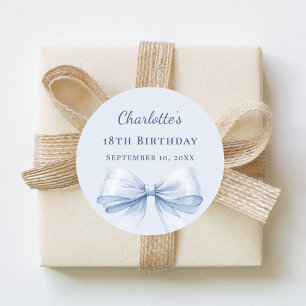 Sticker Rond Nœud bleu clair d'anniversaire