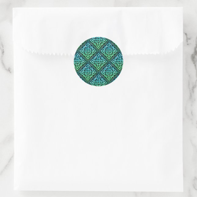 Sticker Rond Noeud celtique - Diamant Bleu Vert Classic Sti ron (Sac)
