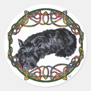 Sticker Rond Nœud celtique Scottie au repos