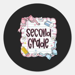 Sticker Rond Nœud Coquet École Deuxième Année Retour À L'école 