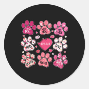 Sticker Rond Nœud Coquette Empreinte de Patte de Chien Cœur Sai
