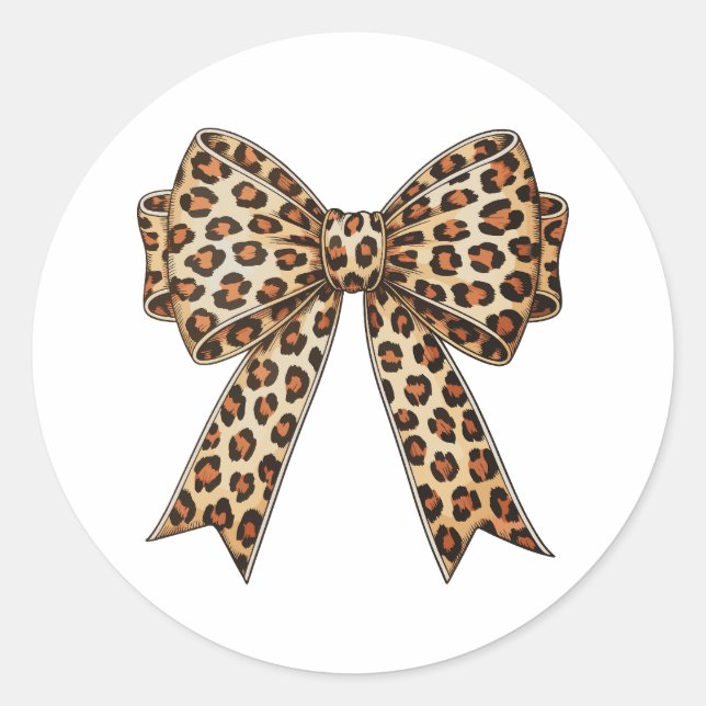 Sticker Rond Nœud Coquette Léopard Guépard Sublimation (Devant)
