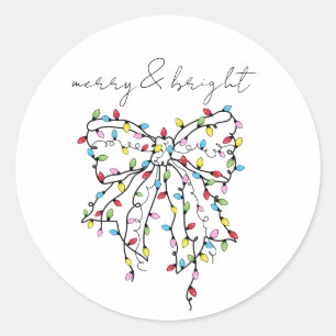 Sticker Rond Nœud de lumières de Noël Coquette Merry & Bright