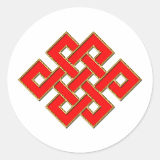 Sticker Rond Noeud mystique - Rouge et Or 1