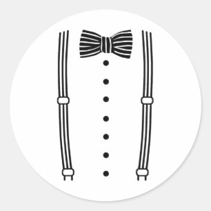 Sticker Rond Nœud papillon et bretelles du marié