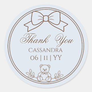 Sticker Rond Nœud papillon personnalisé ours en peluche gris bl