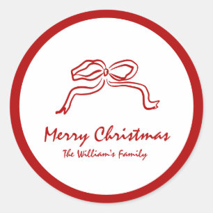Sticker Rond Noeud rouge Noël moderne