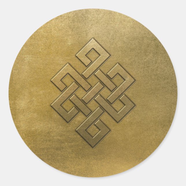 Sticker Rond Noeud sans fin de relief d'or (Devant)