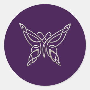 Sticker Rond Noeuds de bordage de papillon celtique pourpre