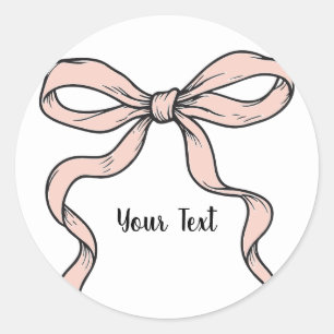Sticker Rond Nœuds de ruban rose tendance mignons contourés en 
