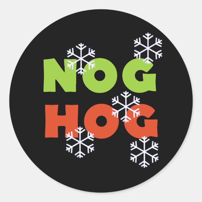 Sticker Rond Nog Hog Love Egg Nog Fêtes (Devant)