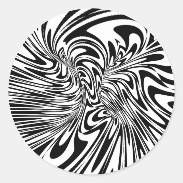 Sticker Rond Noir abstrait et blanc (Devant)