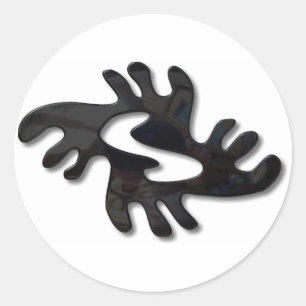 Sticker Rond Noir Adinkra-peace brillant