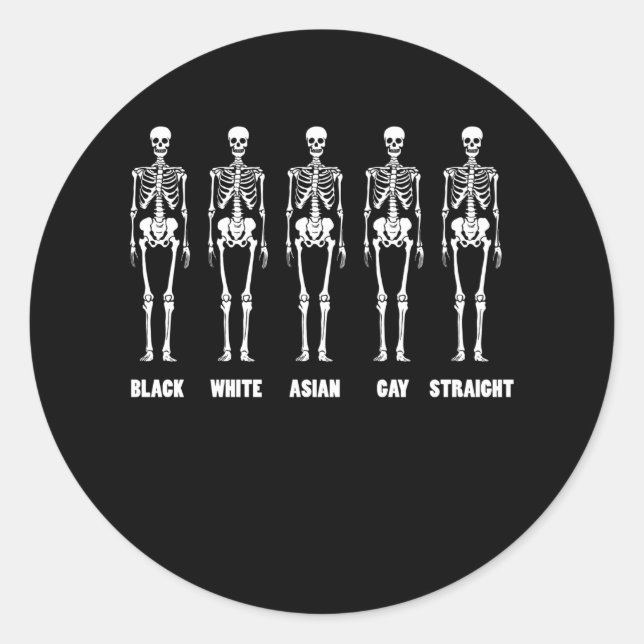 Sticker Rond Noir Blanc Asiatique Gay Droit LGBT Pride Mois (Devant)
