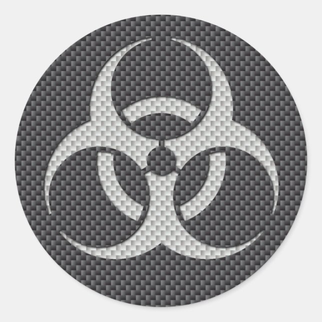 Sticker Rond Noir blanc et gris toxique Fibre de carbone (Devant)