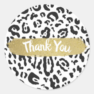 Sticker Rond Noir & Blanc Guépard Léopard Imprimé Animal Party