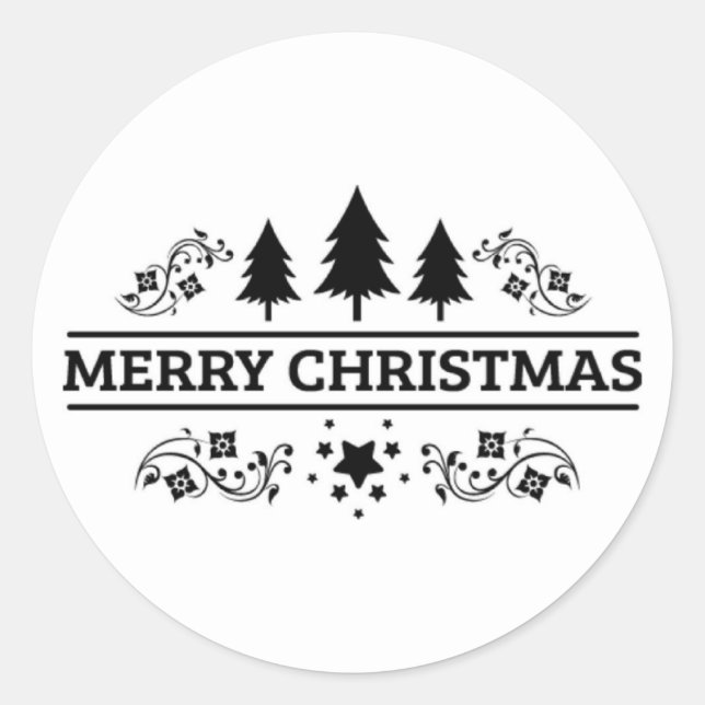 Sticker Rond Noir blanc Joyeux Noël (Devant)