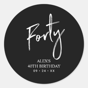 Sticker Rond Noir & Blanc   Lettre de remerciement pour cadeau 
